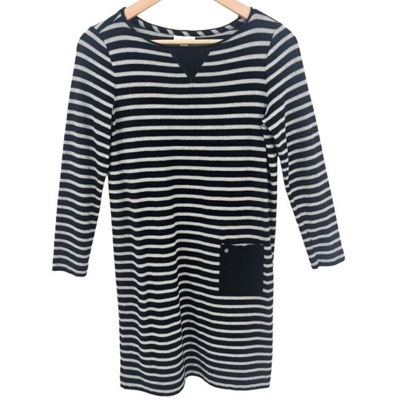 J. Jill Womens XSP Black Grey Knit Striped‎ Shift Dress with Pocket Detail - Picture 1 of 11